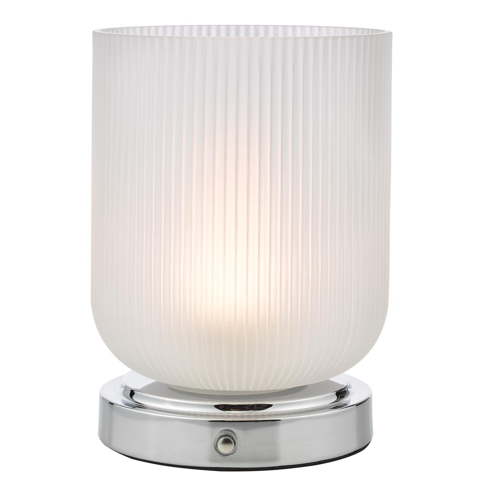 Echo Rechargeable Table Lamp Polished Chrome and Ribbed Glass LED