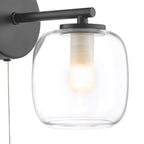 Edaline Bathroom Wall Light Matt Black and Glass IP44