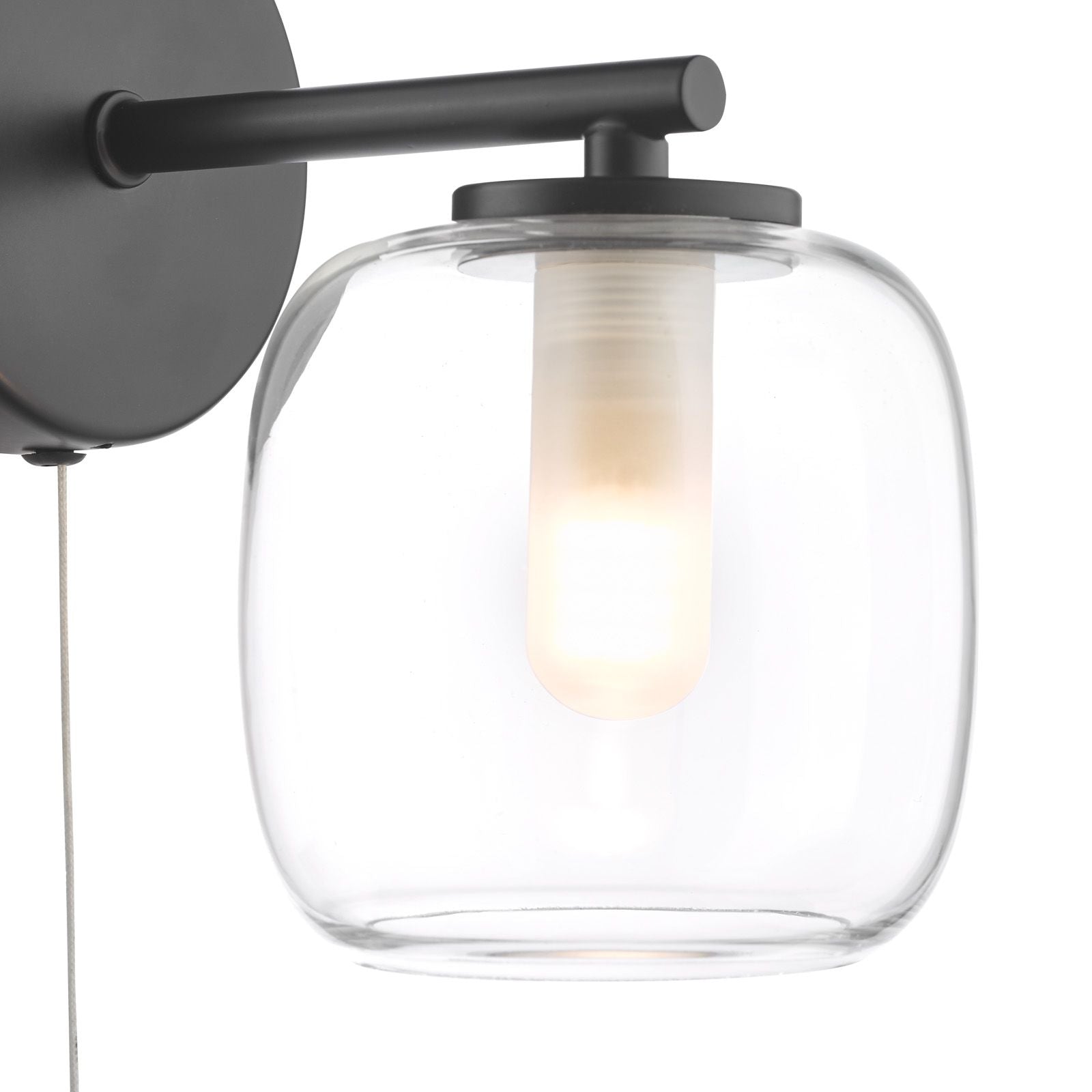 Edaline Bathroom Wall Light Matt Black and Glass IP44