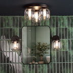 Edaline Bathroom Wall Light Matt Black and Glass IP44