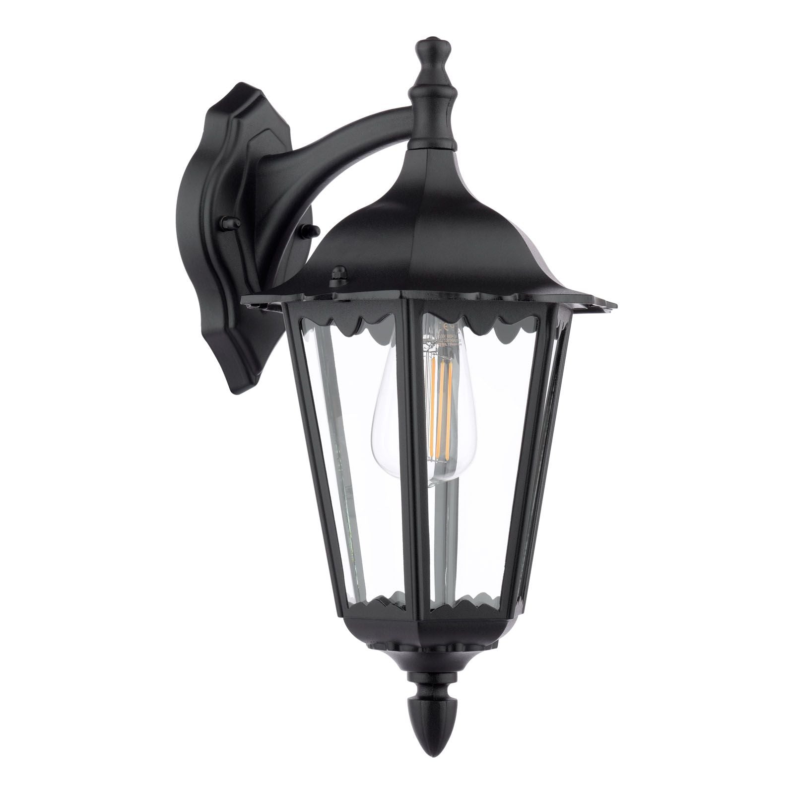 Eddard Outdoor Wall Light Matt Black and Glass IP44
