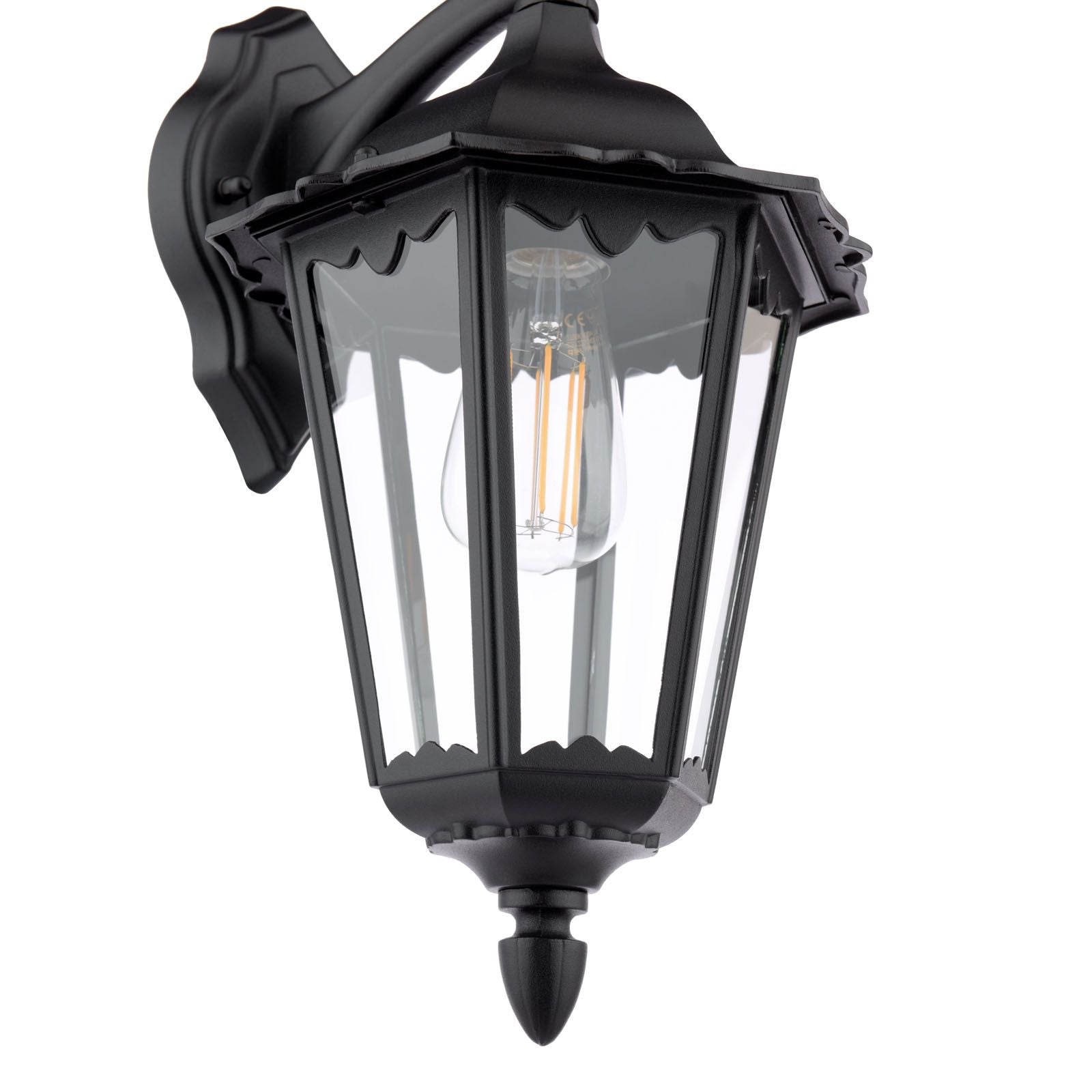Eddard Outdoor Wall Light Matt Black and Glass IP44