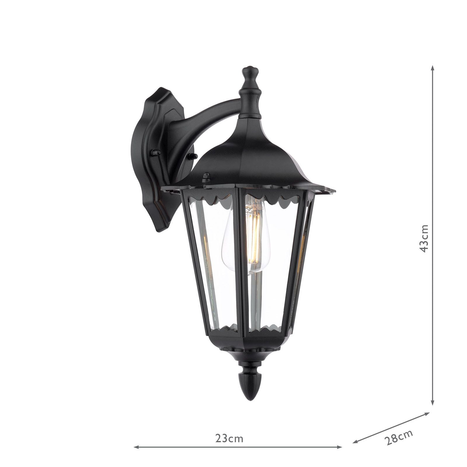 Eddard Outdoor Wall Light Matt Black and Glass IP44