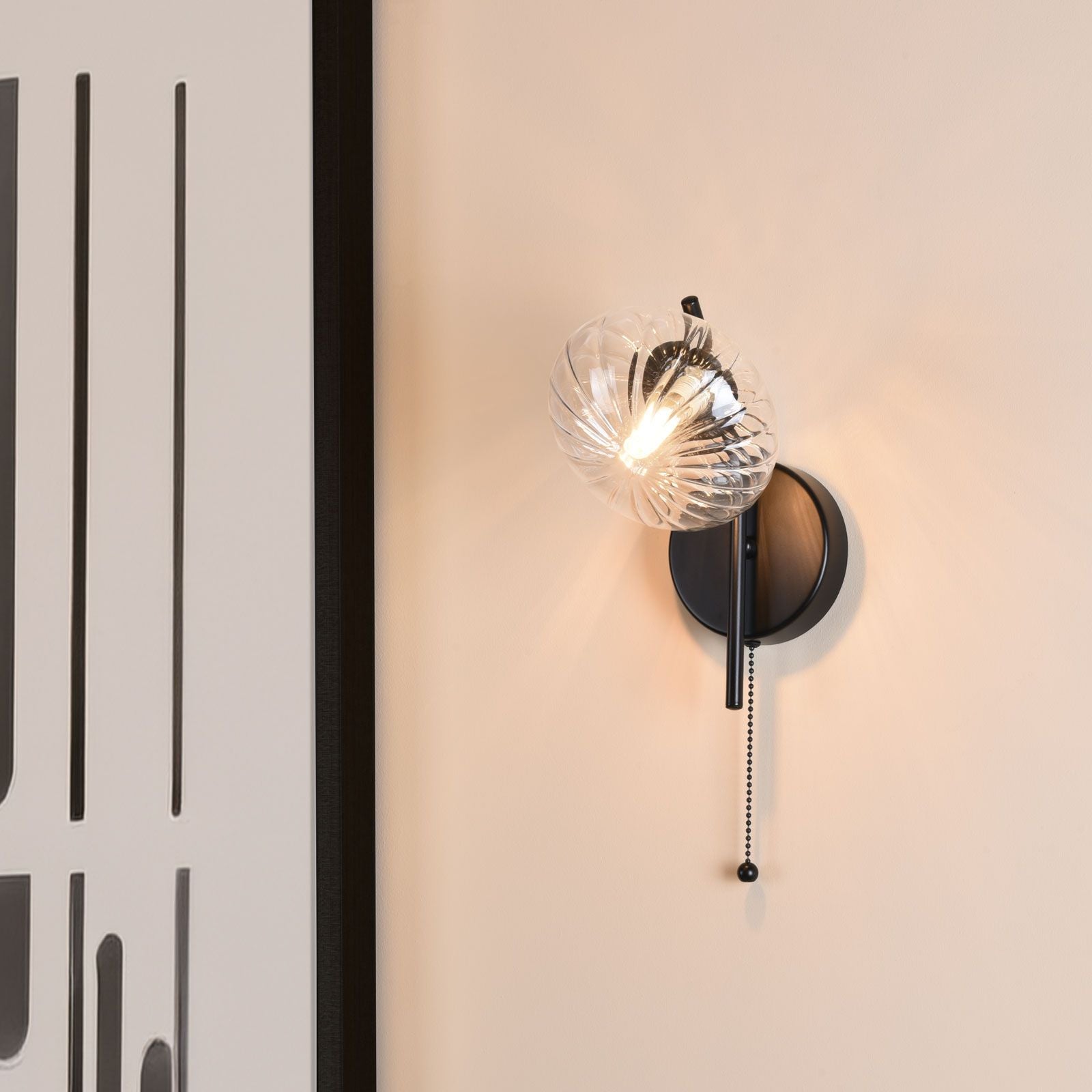 Ede Wall Light Matt Black and Glass