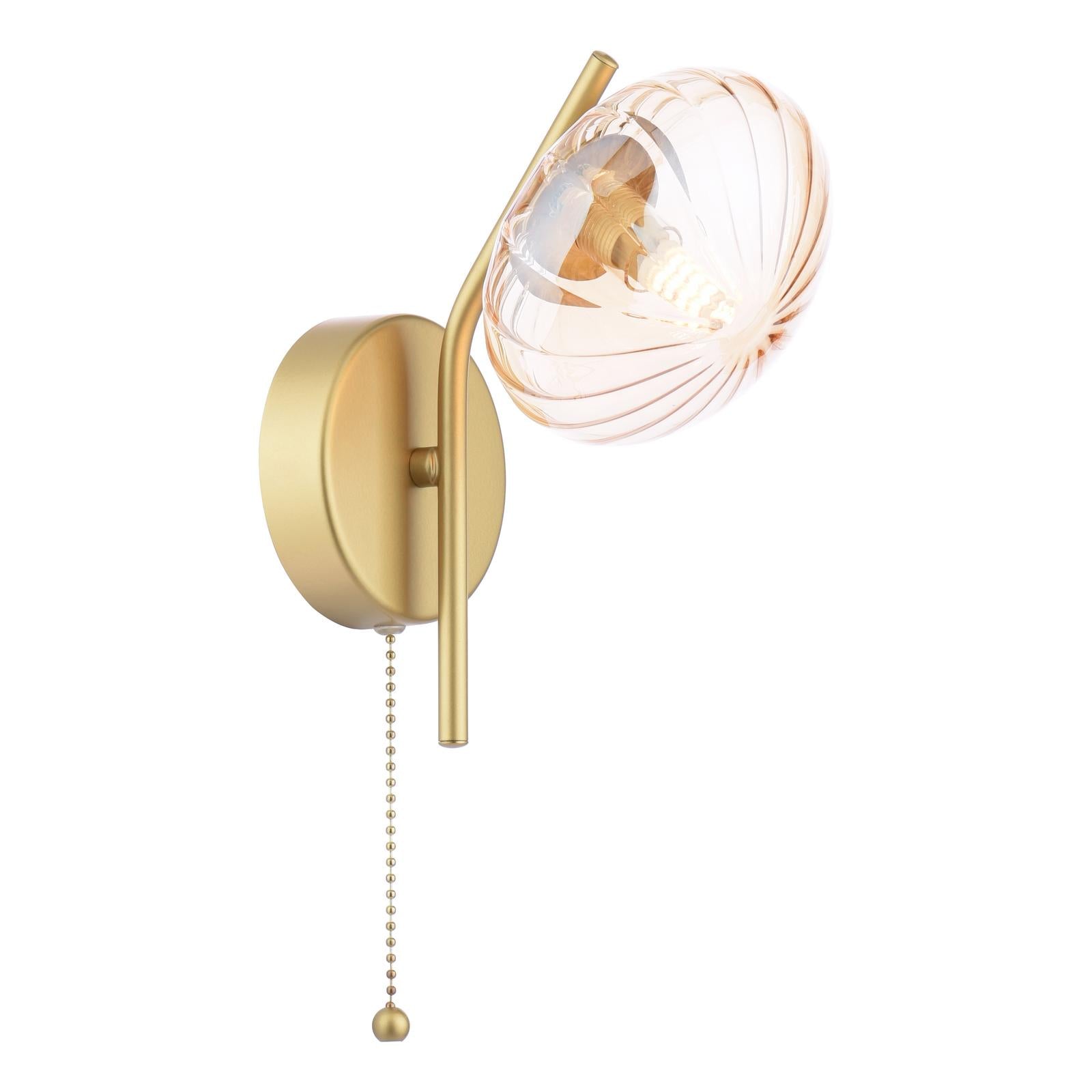 Ede Wall Light Satin Gold and Amber Glass