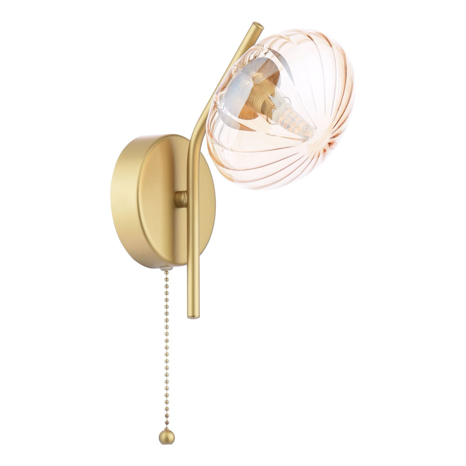Ede Wall Light Satin Gold and Amber Glass