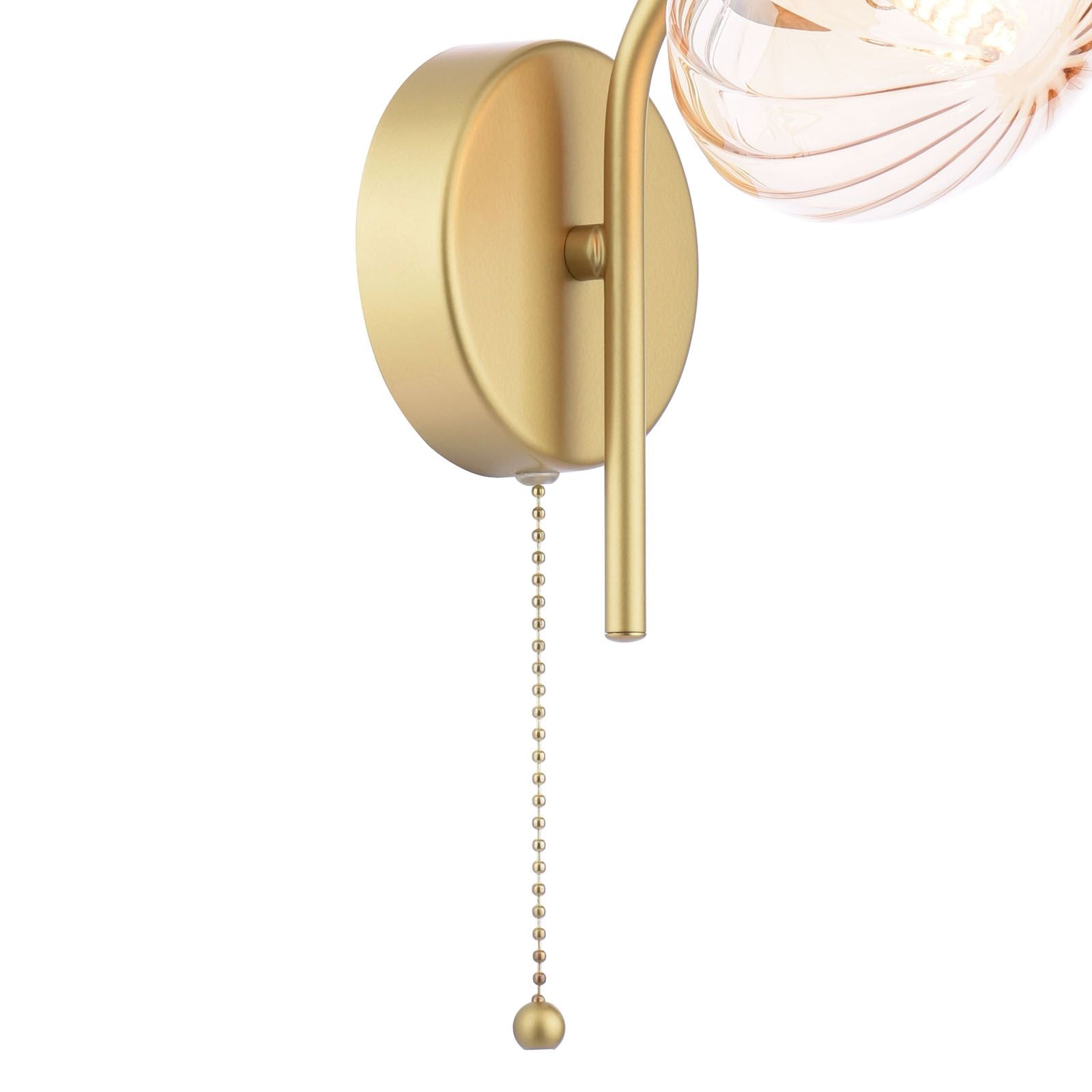 Ede Wall Light Satin Gold and Amber Glass