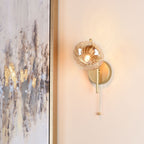Ede Wall Light Satin Gold and Amber Glass