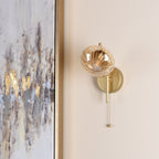 Ede Wall Light Satin Gold and Amber Glass