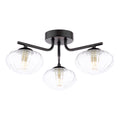 Ede 3 Light Semi-Flush Matt Black and Glass