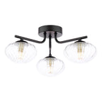 Ede 3 Light Semi-Flush Matt Black and Glass