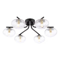 Ede 6 Light Semi-Flush Matt Black and Glass