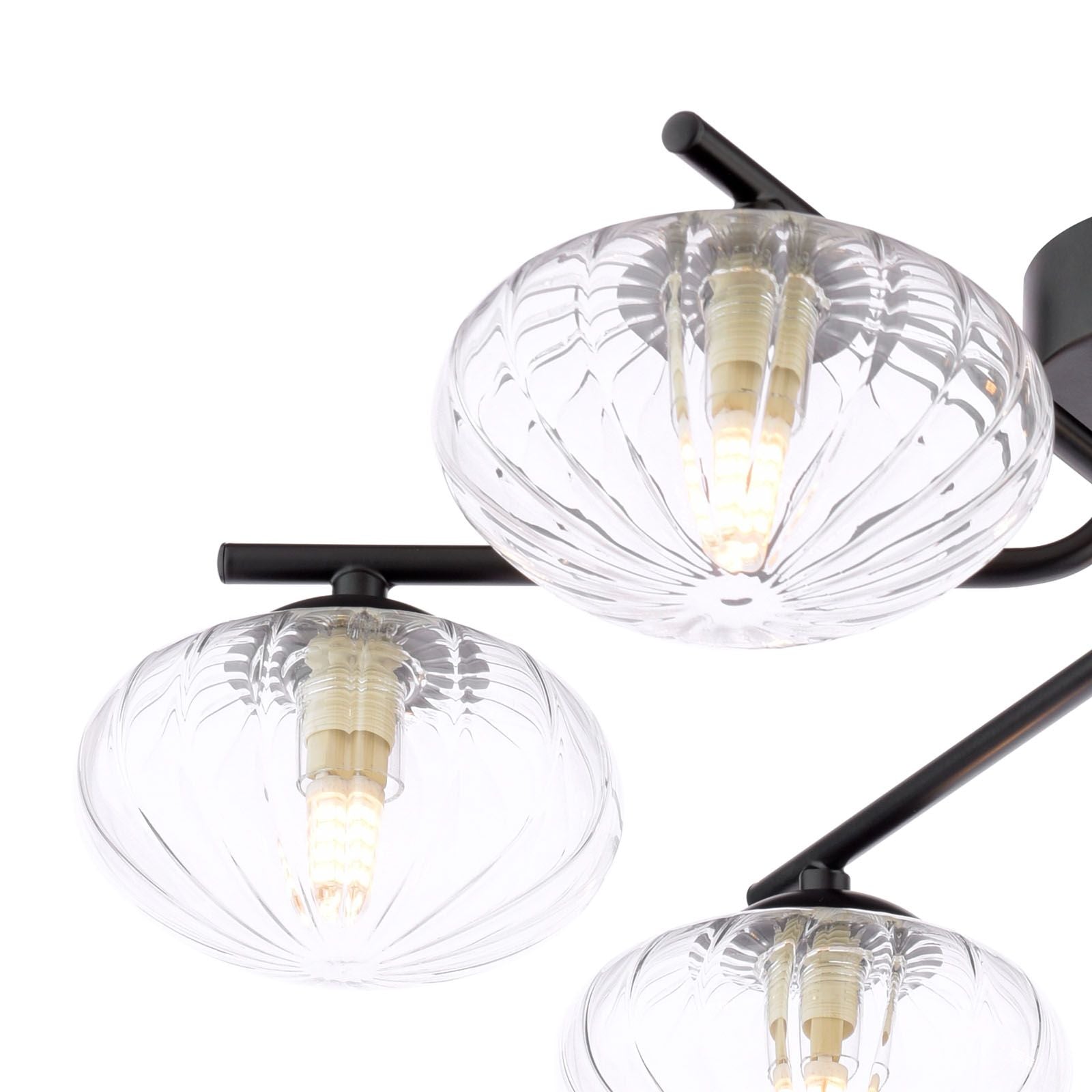 Ede 6 Light Semi-Flush Matt Black and Glass