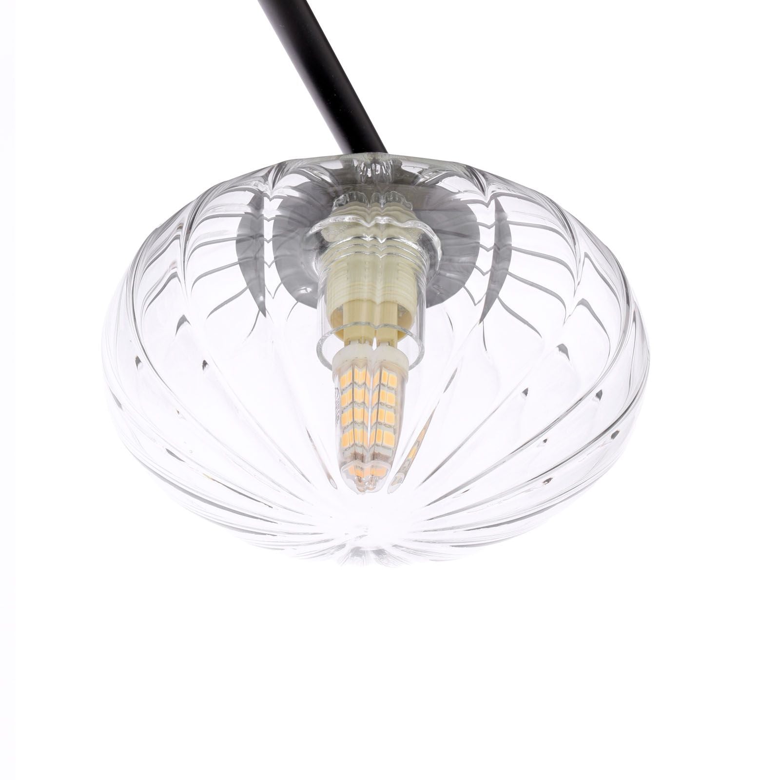 Ede 6 Light Semi-Flush Matt Black and Glass