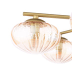 Ede 6 Light Semi-Flush Satin Gold and Amber Glass