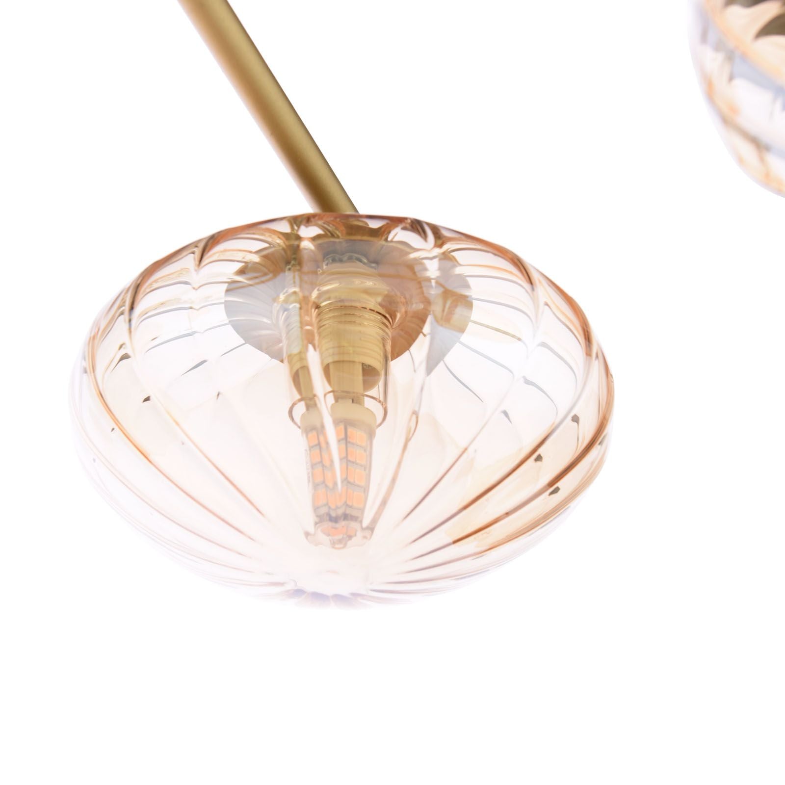 Ede 6 Light Semi-Flush Satin Gold and Amber Glass