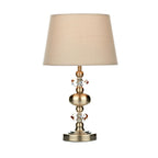 Antique brass touch table lamp with fabric shade