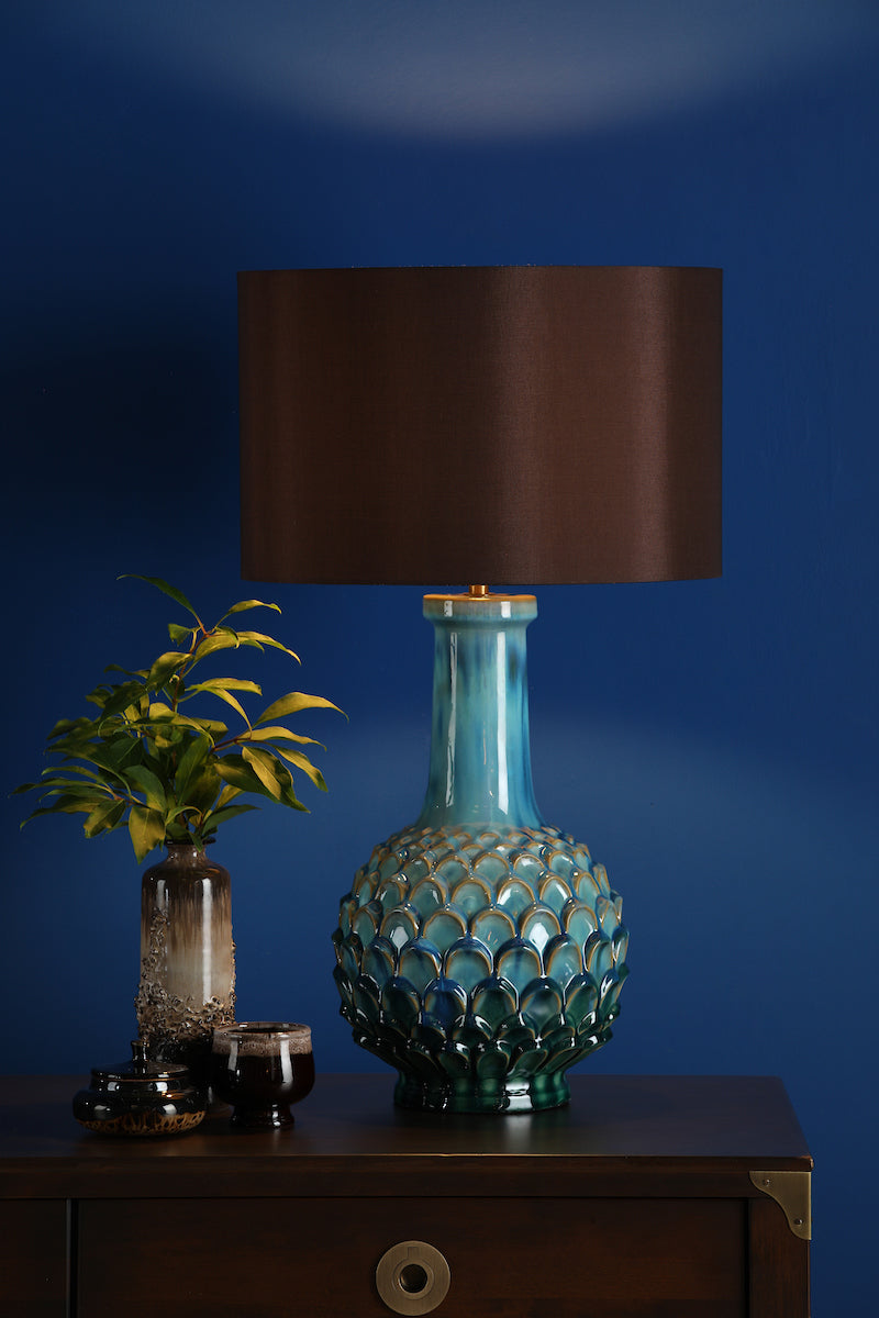 Edlyn Table Lamps Blue Reactive Glaze Base Only