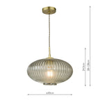 Edmond Smoked Ribbed Glass Pendant Light Antique Brass