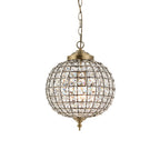 Tanaro 1-Light Antique Brass Pendant Light (Clear Glass Beads)