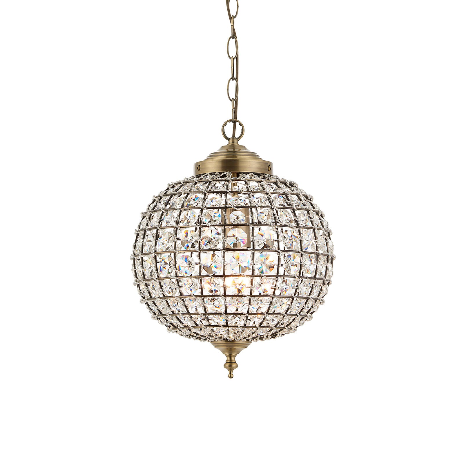Tanaro 1-Light Antique Brass Pendant Light (Clear Glass Beads)