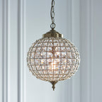 Tanaro 1-Light Antique Brass Pendant Light (Clear Glass Beads)