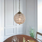 Tanaro 1-Light Antique Brass Pendant Light (Clear Glass Beads)
