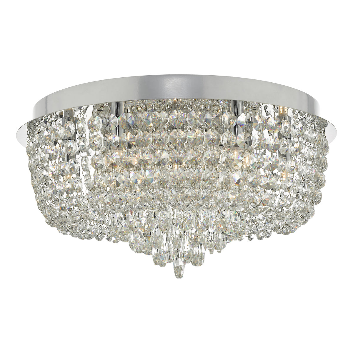 Eitan 9 Light Beaded Flush Clear and Polished Chrome