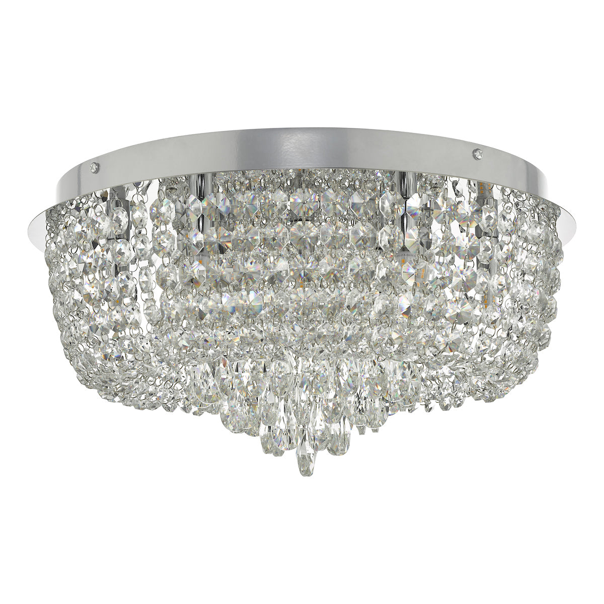 Eitan 9 Light Beaded Flush Clear and Polished Chrome