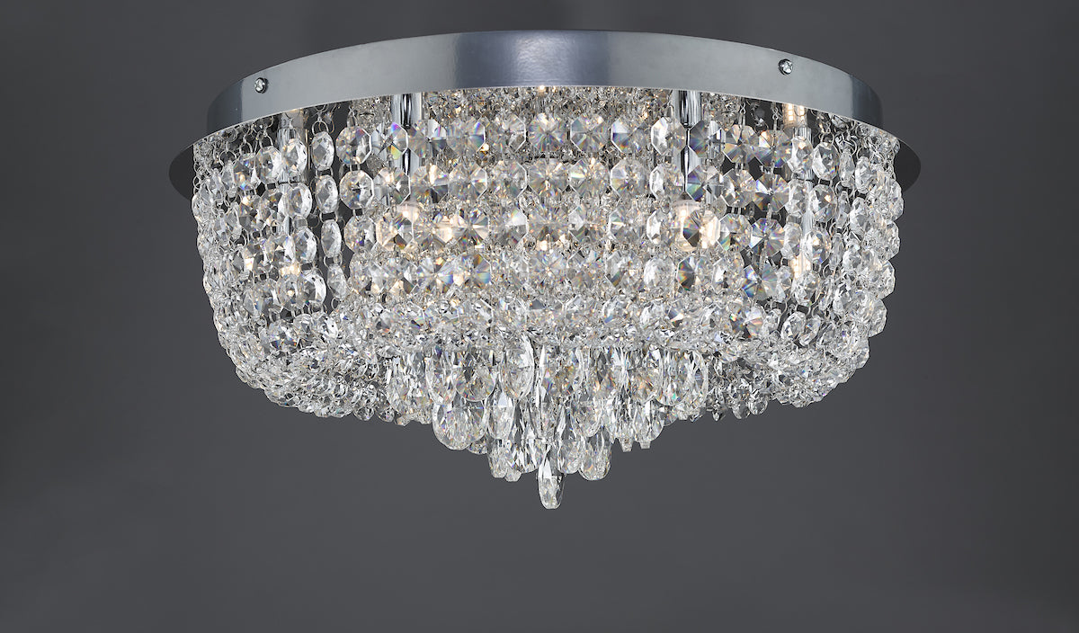 Eitan 9 Light Beaded Flush Clear and Polished Chrome