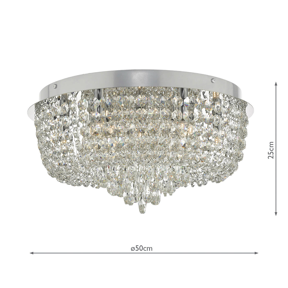 Eitan 9 Light Beaded Flush Clear and Polished Chrome