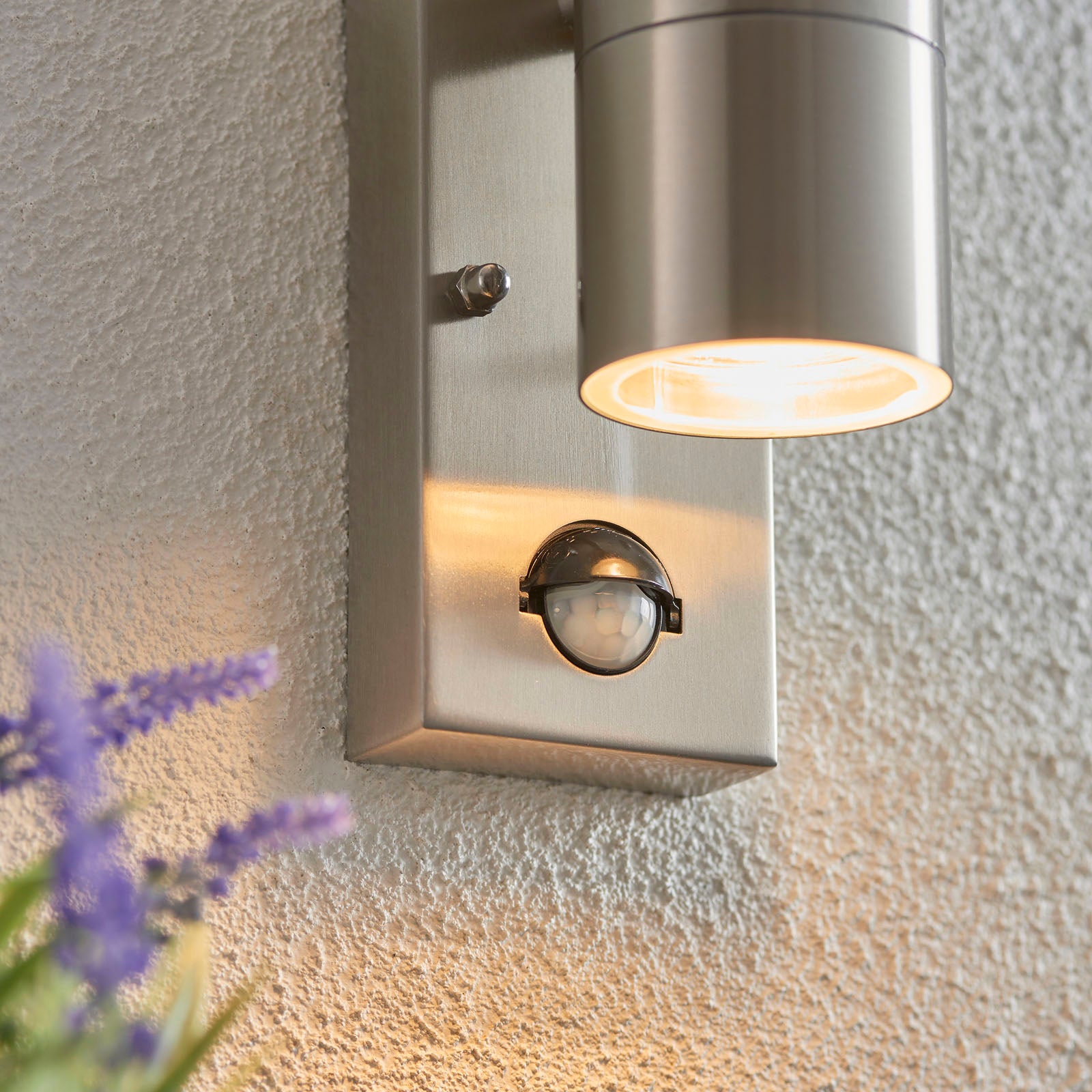 Canon 2-Light Modern Outdoor Wall Light with Up & Down Lighting & PIR Sensor