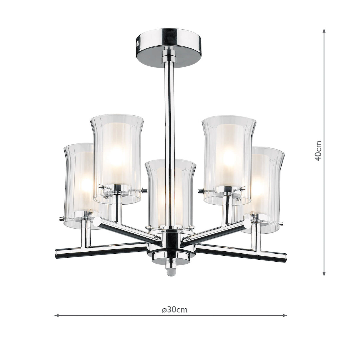 Elba Bathroom 5 Light Semi Flush Polished Chrome IP44