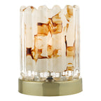 Elf Touch Table Lamp Antique Brass With Ribbed Amber Glass