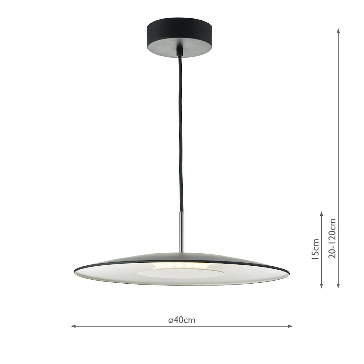 Enoch Pendant Matt Black & Stainless Steel LED