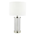 Enrico Rechargeable Table Lamp Polished Nickel and Glass With Shade LED