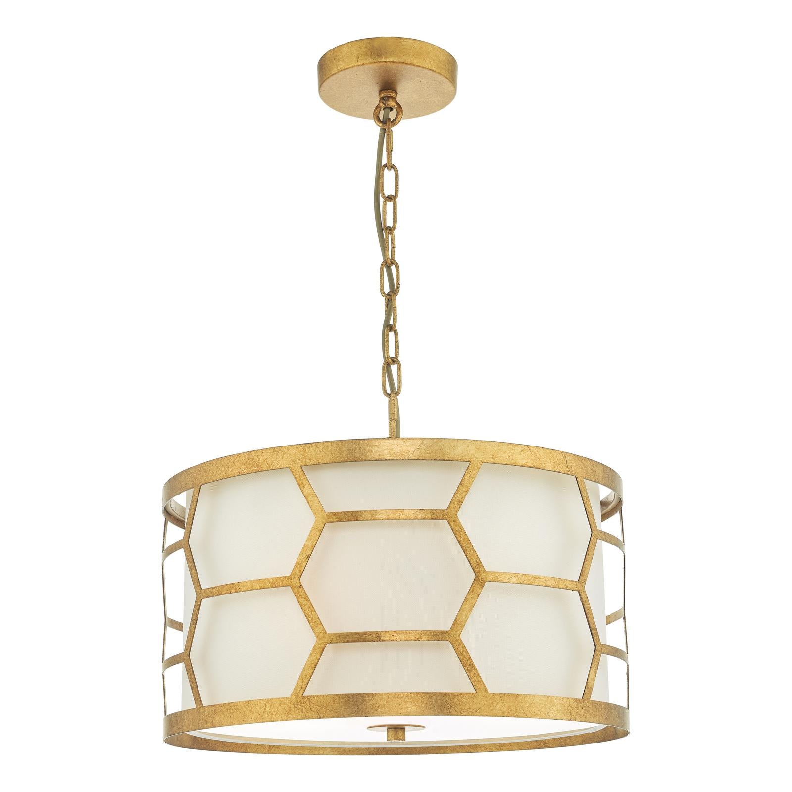 Epstein 3 Light Pendant Gold With Ivory Shade