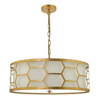 Epstein 4 Light Pendant Gold With Ivory Shade & Glass Diffuser
