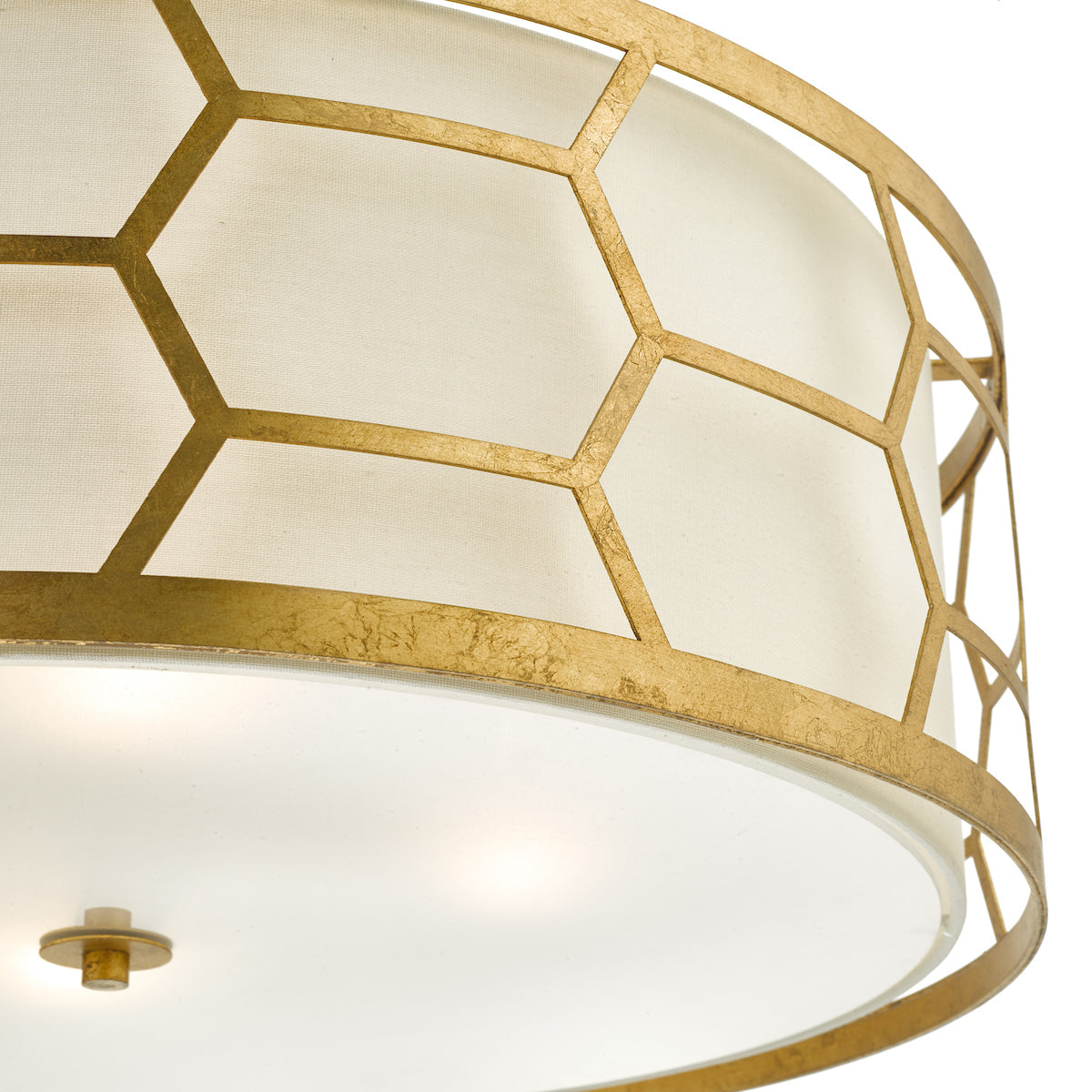 Epstein 4 Light Pendant Gold With Ivory Shade & Glass Diffuser