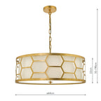 Epstein 4 Light Pendant Gold With Ivory Shade & Glass Diffuser