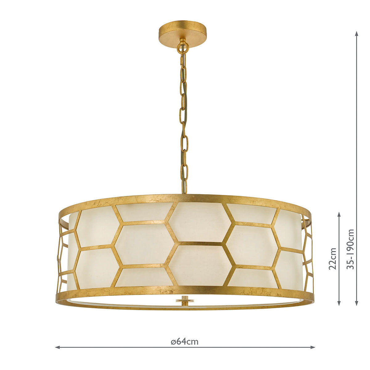Epstein 4 Light Pendant Gold With Ivory Shade & Glass Diffuser