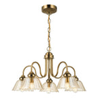Erika 5 Light Pendant Antique Bronze and Amber Glass