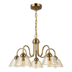 Erika 5 Light Pendant Antique Bronze and Amber Glass