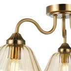 Erika 3 Light Semi-Flush Antique Bronze and Amber Glass