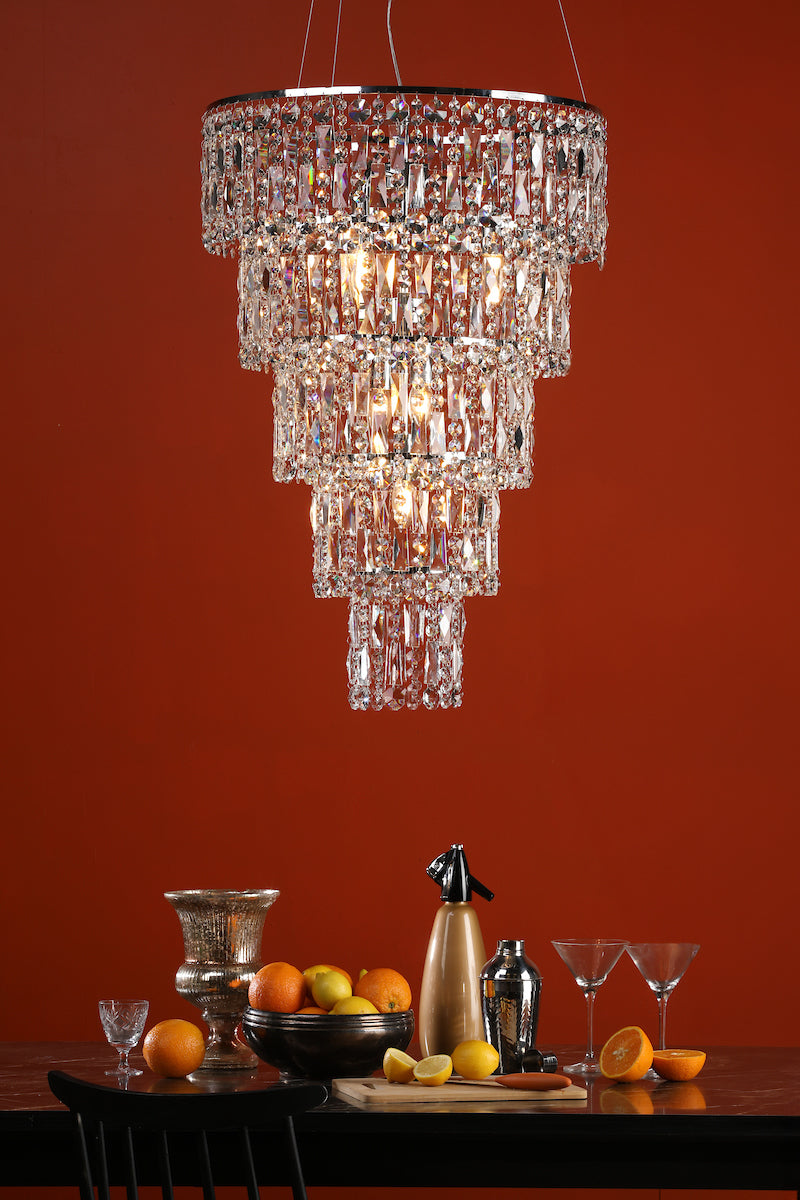 Escala 6 Light Round Crystal Pendant