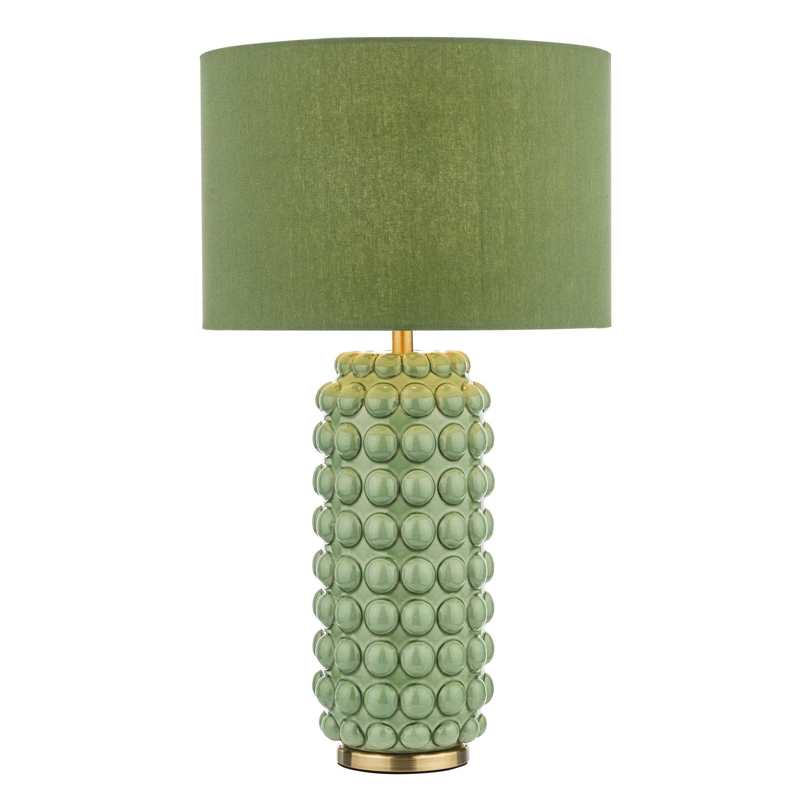 Etzel Table Lamps Green Antique Brass With Shade