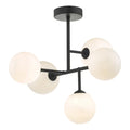 Euan 5 Light Semi Flush Black & Opal Glass