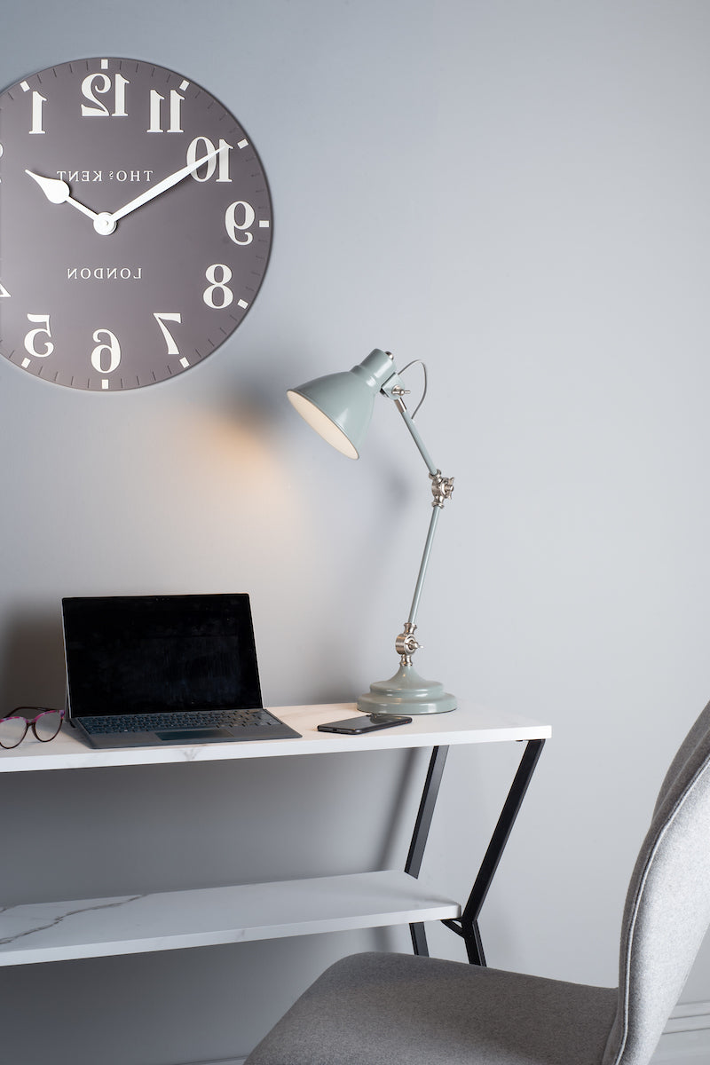 Eunice Task Table Lamp Grey & Satin Nickel