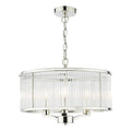 Eveyln 3 Light Pendant Polished Nickel Glass
