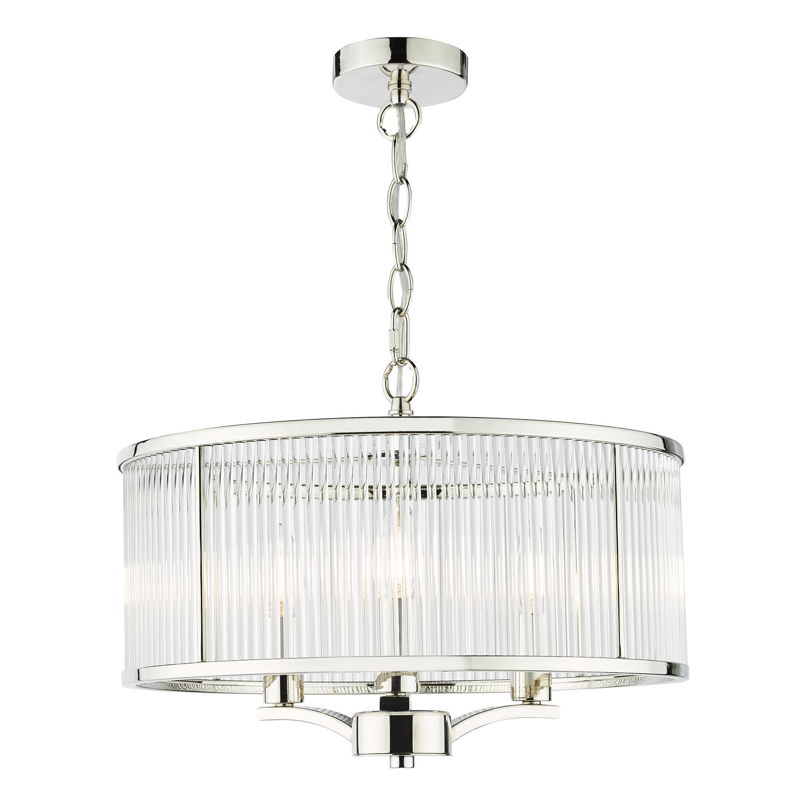 Evelyn 3 Light Pendant Polished Nickel and Glass